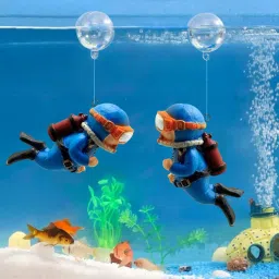 2 Pcs (Blue) Mini Cute Floating Diver Fish Tank Simulation Decoration Ornaments Aquarium Tool-image-1