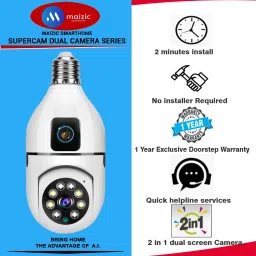 Maizic Smarthome Supercam 6MP Dual lens/Dual Screen indoor wifi Camera Night Vision Two way Com Security Camera image 3