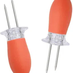 Corn Holder Set – Pack of 2 | Stainless Steel Pins with Non-Slip Grip Disposable Stainless Steel Serving Fork Set-16