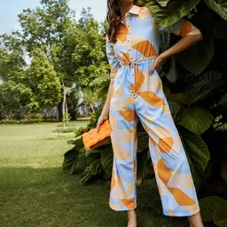 KASSUALLY Abstract Printed Waist Tie Up Jumpsuit image 3
