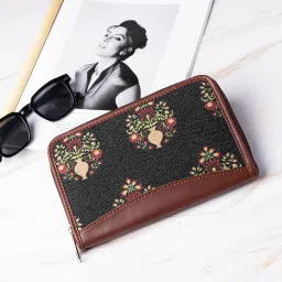 Women Casual Green Jute Wallet-image-3