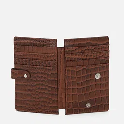 Allen Solly Men Brown Abstract Textured Leather Two Fold Wallet image 4
