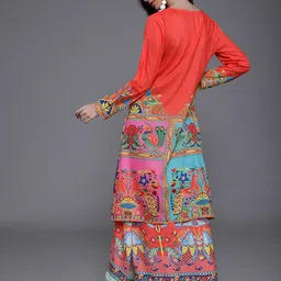 AKS Ethnic Motifs Printed Longline Open Front Jacket image 4