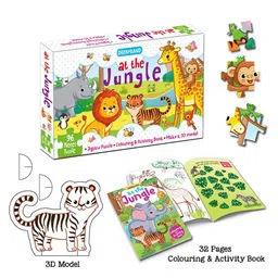 Dreamland At the Jungle Jigsaw Puzzle For Kids  96 Pcs With Colouring & Activity Book image 2