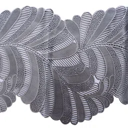 Kuber Industries Silver-Colored Leaf Design Non-Slip Table Runner Runners image 4