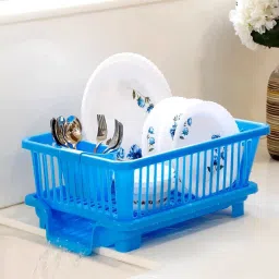 Dish Drainer Kitchen Rack Large Durable Sink Plastic Dish Rack Utensil Drainer Drying Basket for Kitchen with draining Tray After wash Tool Cutlery Fork Organizer Dish Drainer Kitchen Rack Plastic-image-34
