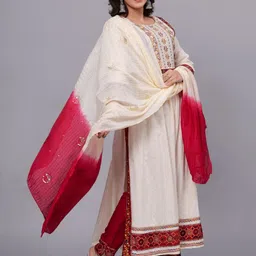 UNISETS Yoke Design Anarakali Sequined Kurta with Pyjamas & Dupatta image 5