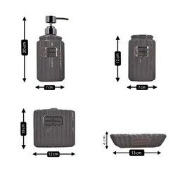 Kookee Grey 4 piece Abstract Ceramic Bath Accessories Set image 4