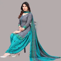 Unstitched Crepe Salwar Suit Material Floral Print-image-27