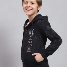 Monte Carlo Boys Typography Printed Hooded Front-Open Sweatshirt image 5