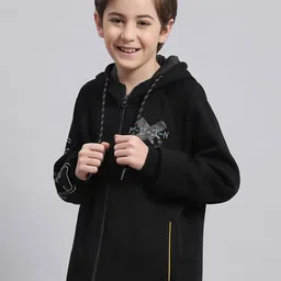 Monte Carlo Boys Typography Printed Hooded Front-Open Sweatshirt image 5