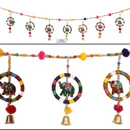 Rajasthani Traditional Ring Windchimes With Bells|Hanging Elephant Bandarwal Plastic Windchime-image-6