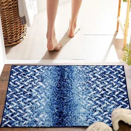 Pano Blue & White Patterned 2000 GSM Anti-Skid Bath Rugs-image-4