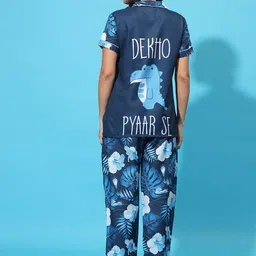 SEPHANI Floral Printed Lapel Collar Night suit-picture-32
