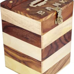 Wooden Money Saving Box for Kids & Adults | Piggy Bank Goal Coin Bank (Brown) Cash Box-picture-32