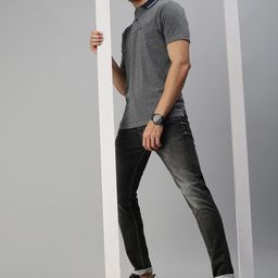 ONN Men Navy Blue Self Design Polo Collar T-shirt-image-80