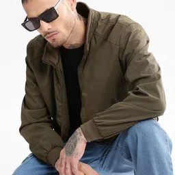 SHOWOFF Mock Collar Windcheater Cotton Bomber Jacket-79