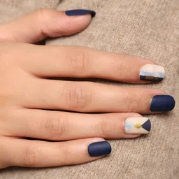 LICK 12 Pcs Matte Blue Artificial Stick On Nails With Application Kit image 5
