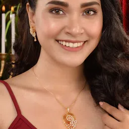 Saraf RS Jewellery Gold-Toned White AD Studded Jewellery Set-22