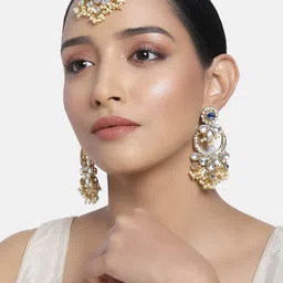 Peora Blue Gold-Plated Kundan Studded Jewellery Set-9