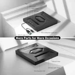 microware 5 in 1 External DVD Drive USB 3.0 Type C High Speed 5Gbps with Storage Card Slot External DVD Writer image 2