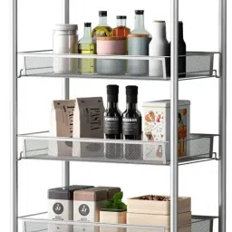 4-Tier Metal Utility Storage Rack with Wheels Iron Kitchen Trolley-10