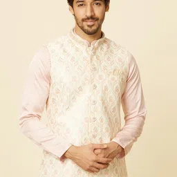 Manyavar Woven Design Nehru Jacket image 4