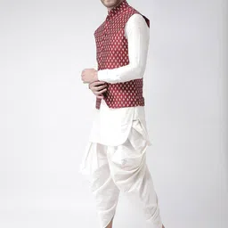 DEYANN Ethnic Motifs Printed Mandarin Collar Nehru Jacket With Pocket Square image 2