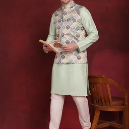 Jompers Printed Mandarin Collar Nehru Jacket image 4