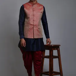 VASTRAMAY Regular Kurta with Dhoti Pants With Nehru Jacket-image-53