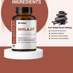 Nirvasa Shilajit Tablets with Himalayan Shilajit- Improves Strength & Stamina - 60 Tablets image 4