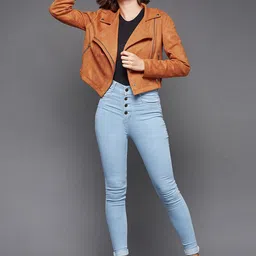 DressBerry Orange Crop Biker Jacket-picture-38