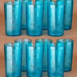 (Pack of 12) Prism Pattern Water Juice Plastic Glasses Set Of 6 Glass Set Glass Set Water/Juice Glass-image-43