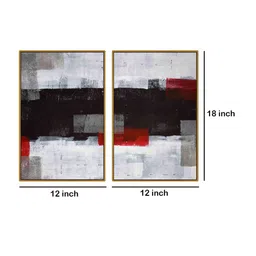 999Store Set of 2 Grey & Black Printed Abstract Painting Wall Art image 2