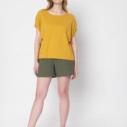 Vero Moda Women Mustard Yellow Solid Pure Cotton T-shirt-image-15