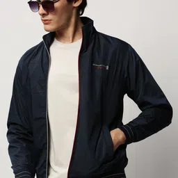 SHOWOFF Mock Collar Zip Detail Bomber Jacket Windcheater-70