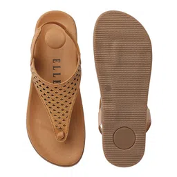Elle Textured T-Strap Flats With Backstrap & Laser Cuts image 4
