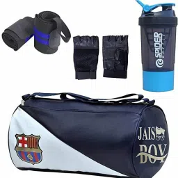 15 L Gym Duffel Bag - Blue Combo Set Gym Bag with Gym Gloves with Wrist Support Band and Shaker Bottle - Blue-image-42