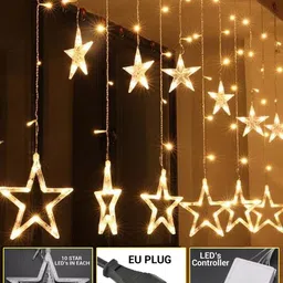 TIED RIBBONS Gold-Toned Star Curtain Led String Light image 2