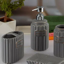 Kookee Grey 4 piece Abstract Ceramic Bath Accessories Set image 5