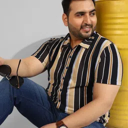 Instafab Plus Men Plus Size Classic Striped Casual Cotton Shirt-39