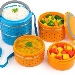 Polka Dot 2‑Tier Insulated Stainless‑Steel Lunch Box 3 Containers Lunch Box-image-25