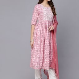 Stylum Mauve & White Floral Printed Kurta With Trousers & Dupatta image 3