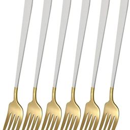 8" Stainless Steel Dinner Forks Set with Colorful Handle & Shiny Gold Mouth Stainless Steel Dinner Fork Set-11