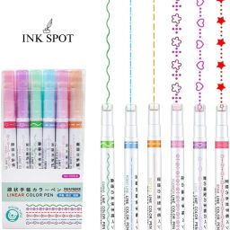 Linear Roller Colour Pens Highlighter Outline Magic Border Pen Marker Set-20