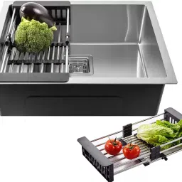 SINGLE BOWL 24" X 18" X 10" KITCHEN SINK STAINLESS STEEL, HANDMADE Vessel Sink-image-72