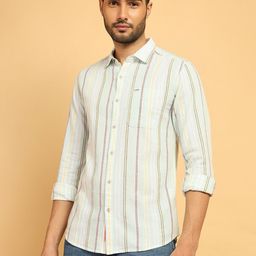 Wrangler Vertical Striped Cotton Linen Casual Shirt-image-84