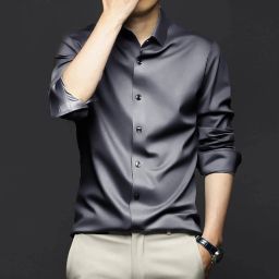 Men Regular Fit Solid Cut Away Collar Party Shirt-image-86
