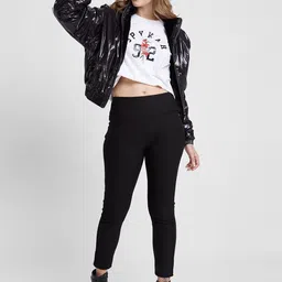 SPYKAR Mock Collar Reversible Bomber Jacket With Faux Fur Trim image 3