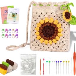 DIY Sunflower Crochet Phone Bag Material Kit Beginners Crochet Phone Sling-image-89